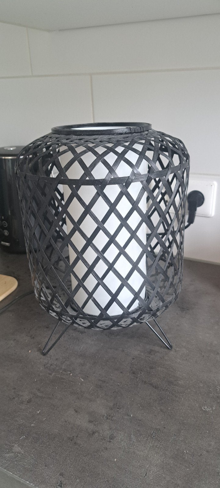 IKEA Tafellamp - Zwart Bamboe Design, Ophalen of Verzenden, Zo goed als nieuw, Hout