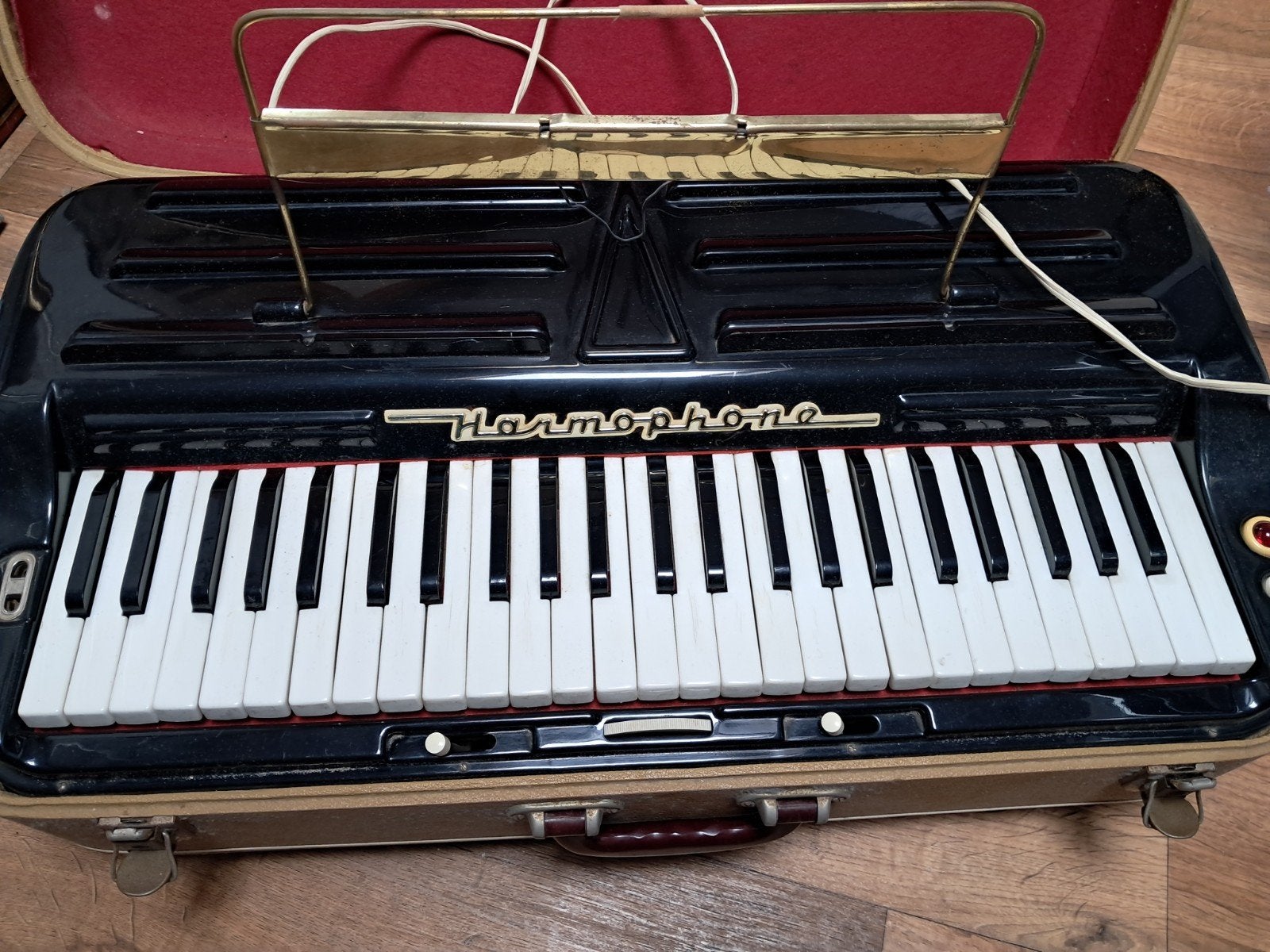 Vintage Harmophone elektronisch orgel, Gebruikt, Met standaard, Ophalen, 49 toetsen
