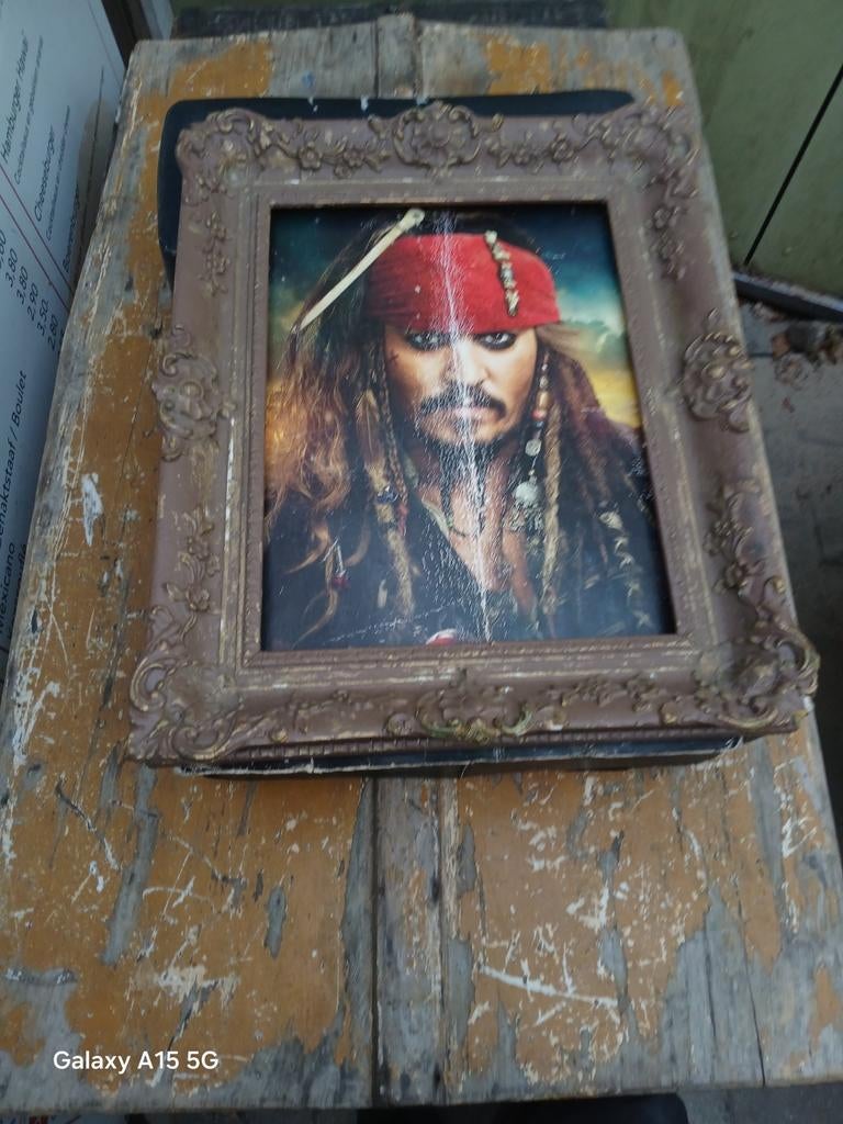 Ingelijste afbeelding van Captain Jack Sparrow, Huis en Inrichting, Woonaccessoires | Lijsten, Gebruikt, Minder dan 50 cm, Minder dan 50 cm