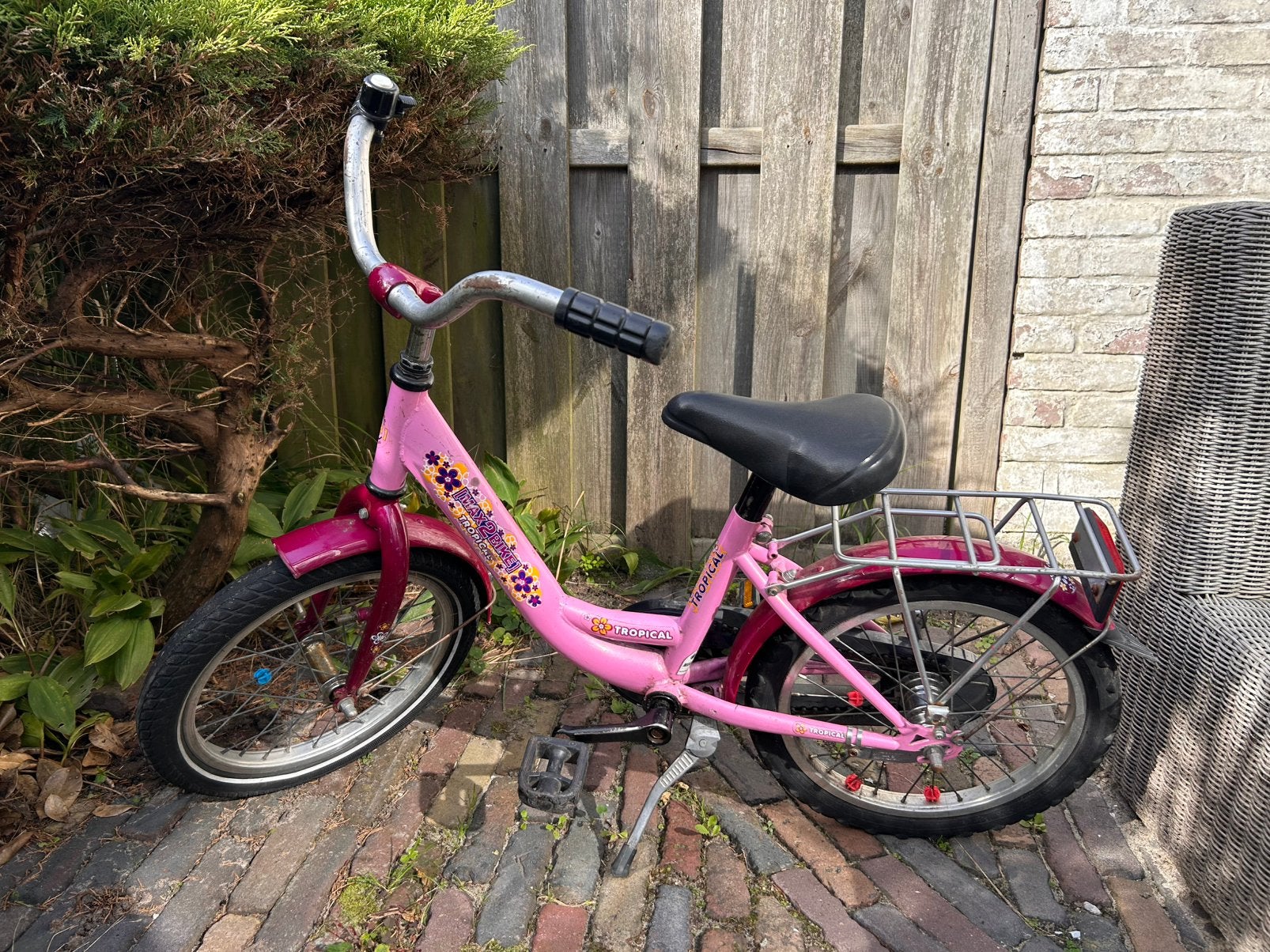 Kinderfiets 16 (?) inch, Ophalen, Gebruikt, Terugtraprem, 16 tot 20 inch