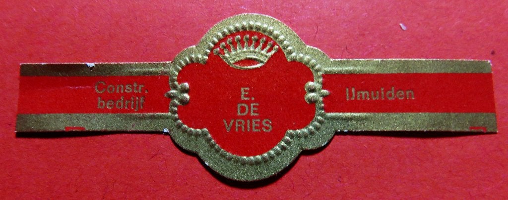 E. de Vries Ijmuiden reclamebandje, Verzenden, Gebruikt, Sigarenbandjes
