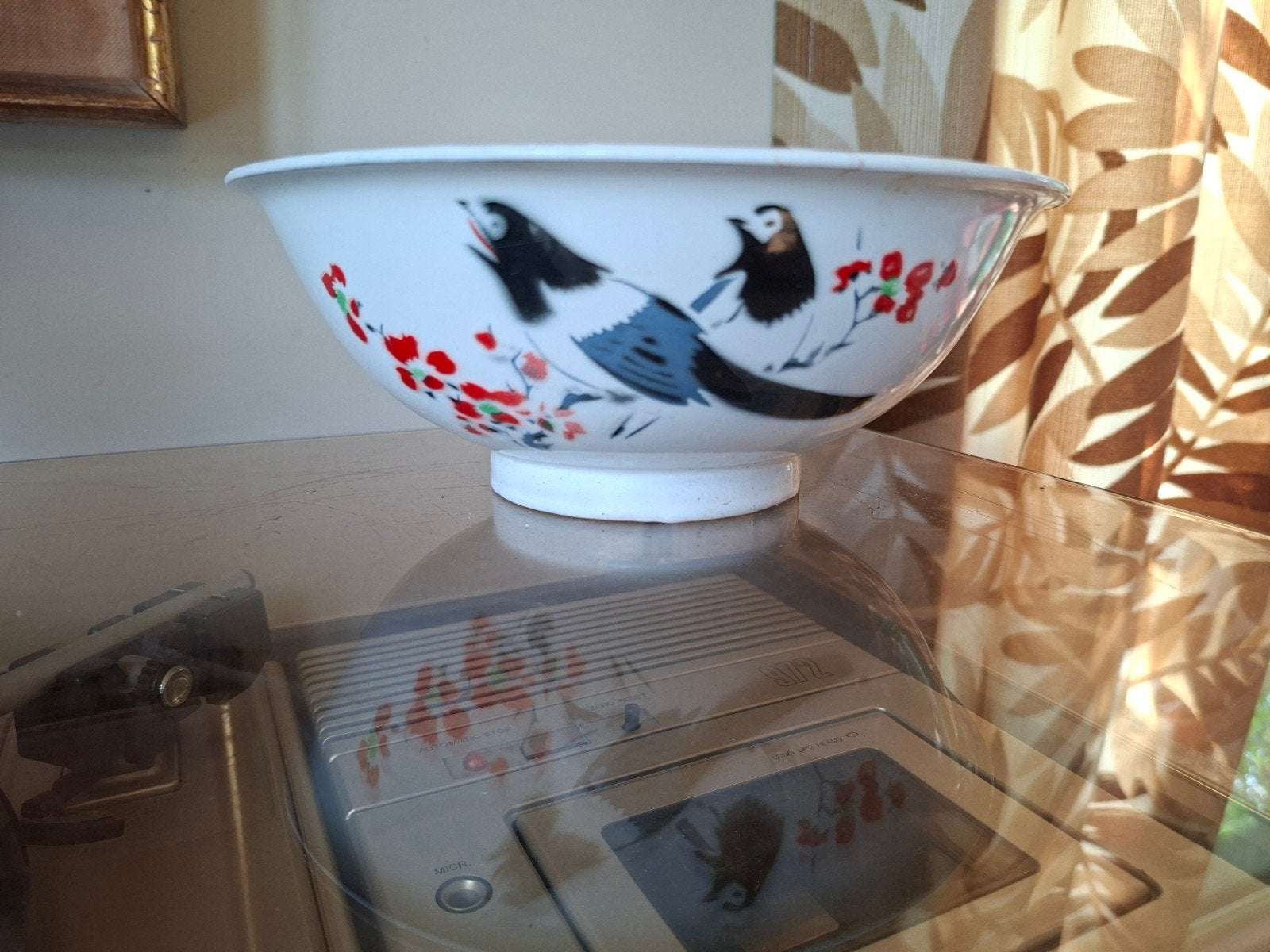 Vintage emaille schaal met vogels, Ophalen of Verzenden