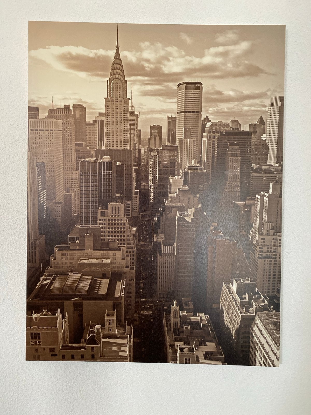 Canvas New York Skyline Sepia - 75x100 cm, Ophalen, 75 – 100, 50 tot 75 cm, Print