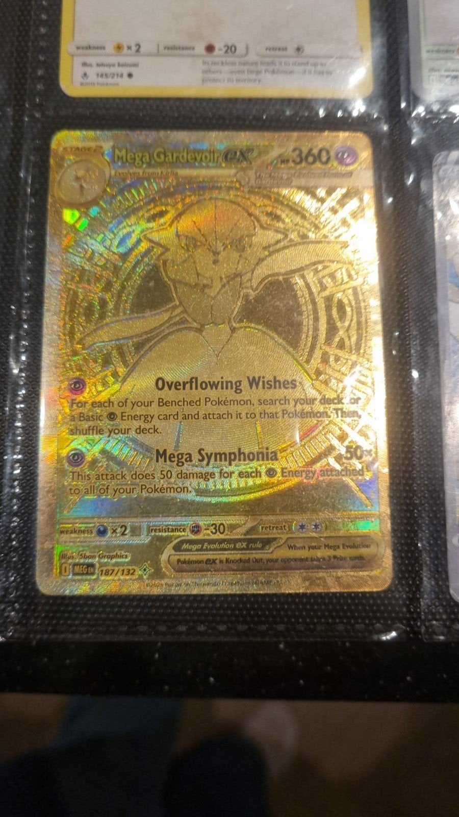 Zeldzame Gouden Mega Gardevoir EX Pokémon Kaart, Ophalen of Verzenden, Zo goed als nieuw, Losse kaart, Foil