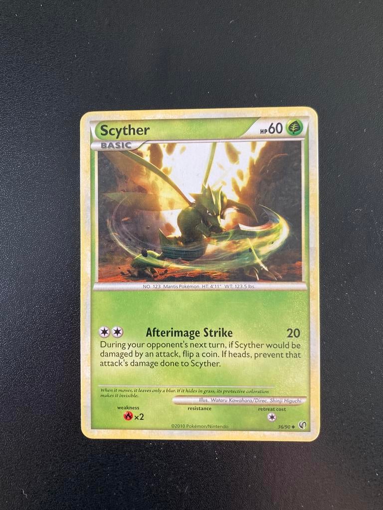 Pokemon kaart Scyther, Ophalen of Verzenden, Zo goed als nieuw