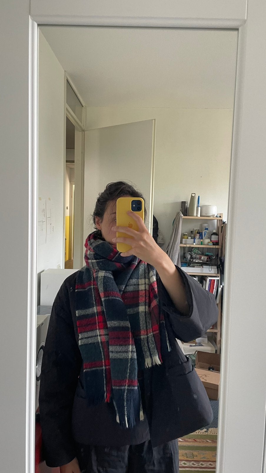 Geruit warm winter sjaal, Ophalen of Verzenden, Zo goed als nieuw, Maat 46/48 (XL) of groter, Sjaal