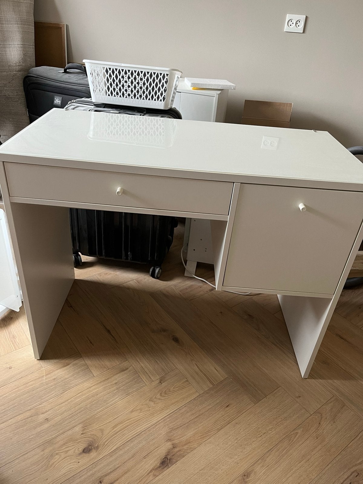 IKEA dressing table met lade en kastje, Ophalen, Gebruikt, 100 tot 150 cm, Minder dan 100 cm