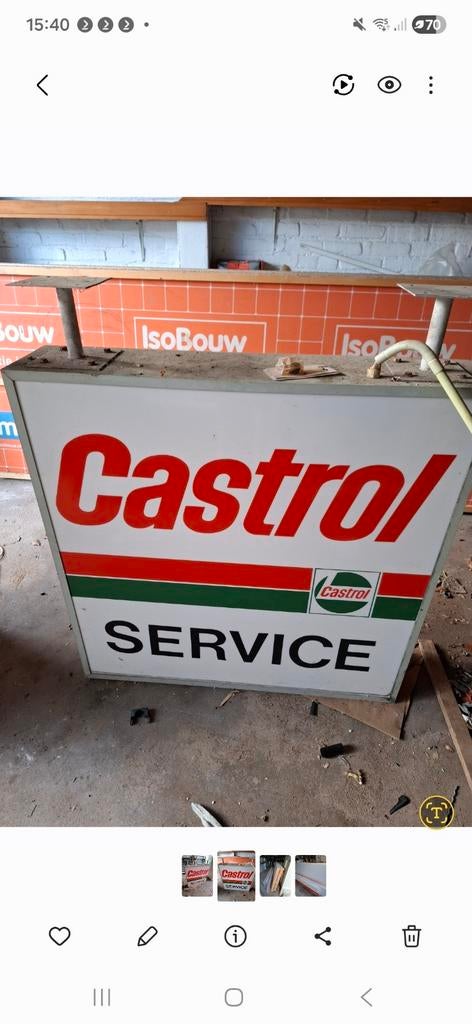 Vintage Castrol Reclamebord met Verlichting, Verzamelen, Merken en Reclamevoorwerpen, Gebruikt, Reclamebord, Ophalen of Verzenden