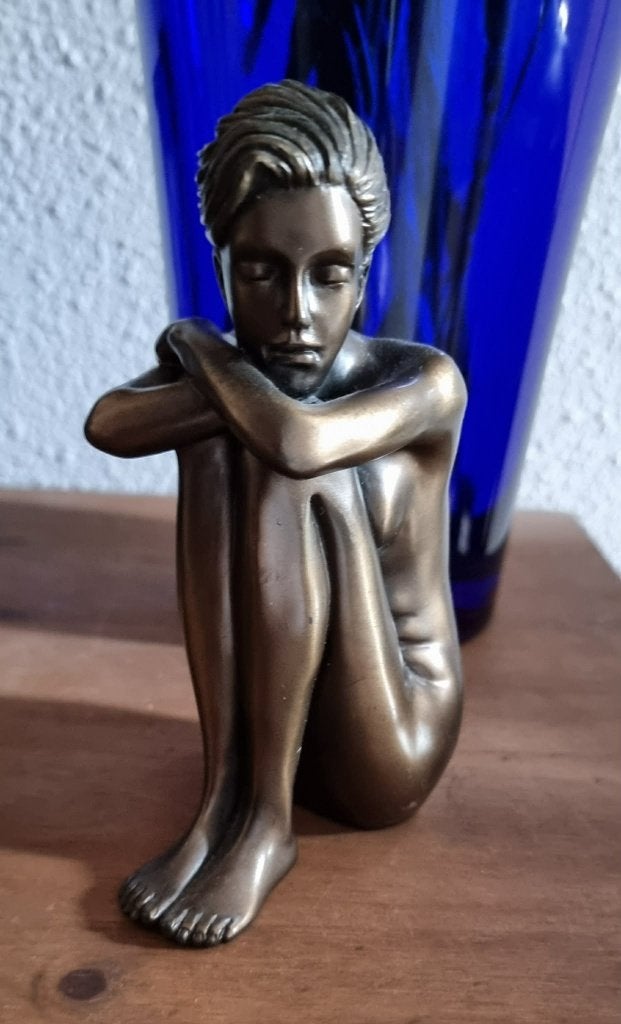 Bronzen Naakt Vrouwelijk Beeldhouwwerk - door O. Tupton, Ophalen of Verzenden, Brons