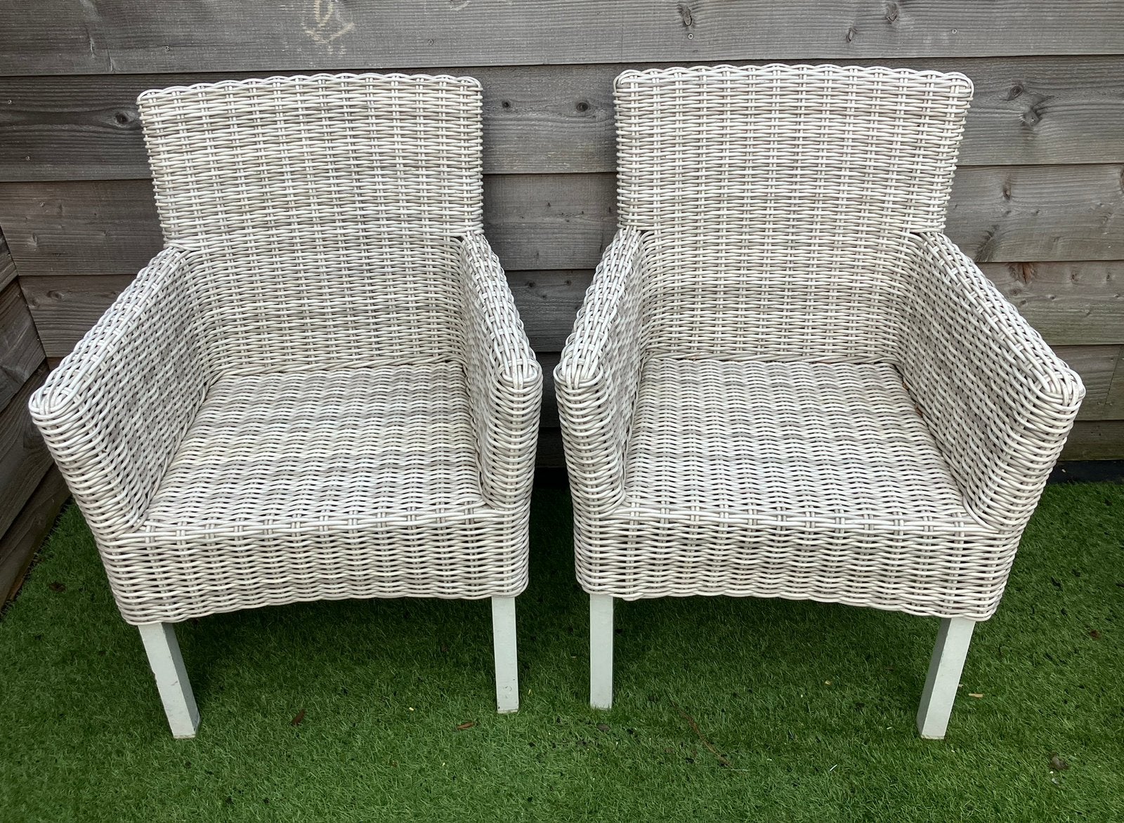 4 Borek tuinstoelen wicker, Ophalen, Gebruikt, Wicker