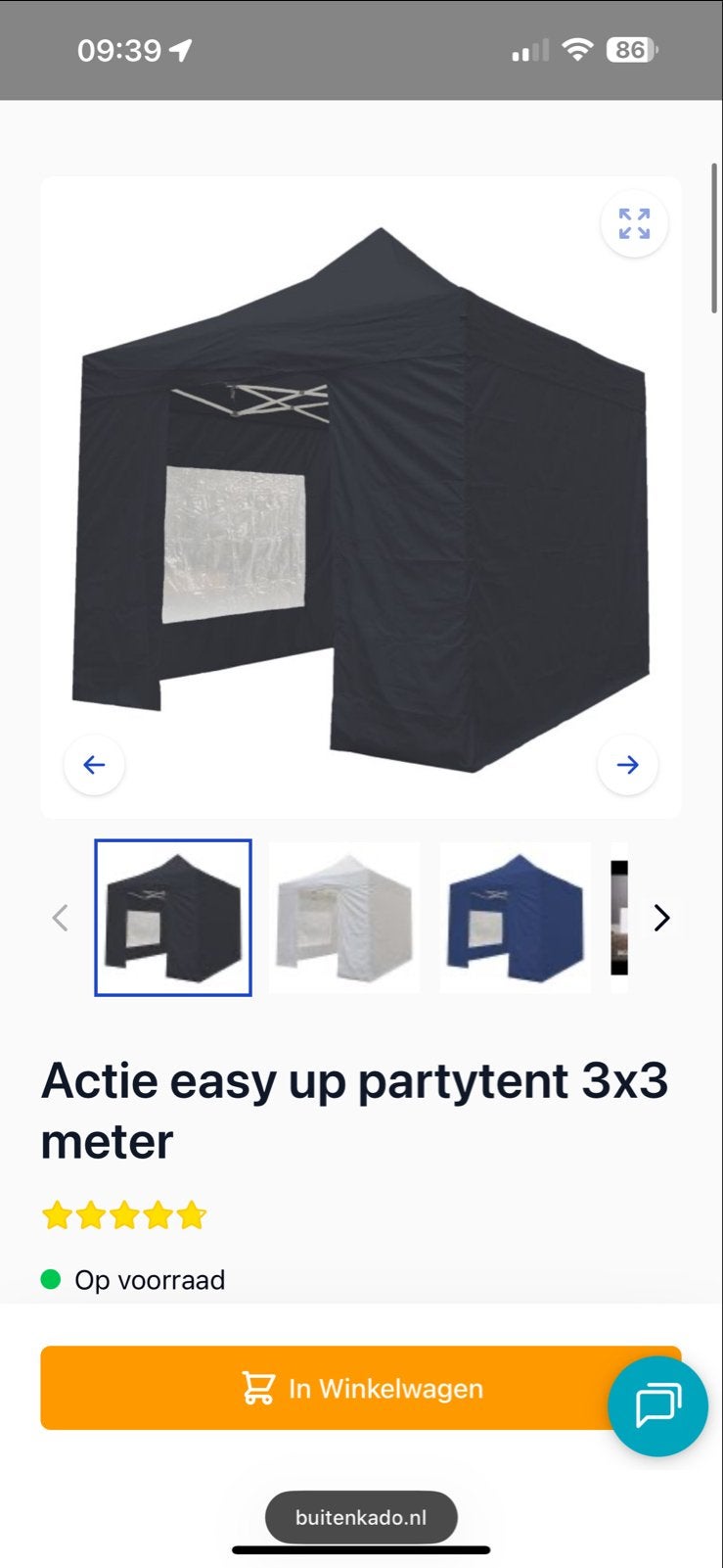 2x Easy Up Partytenten beide 3x3 meter, Ophalen, Opvouwbaar, Partytent, Minder dan 4 meter