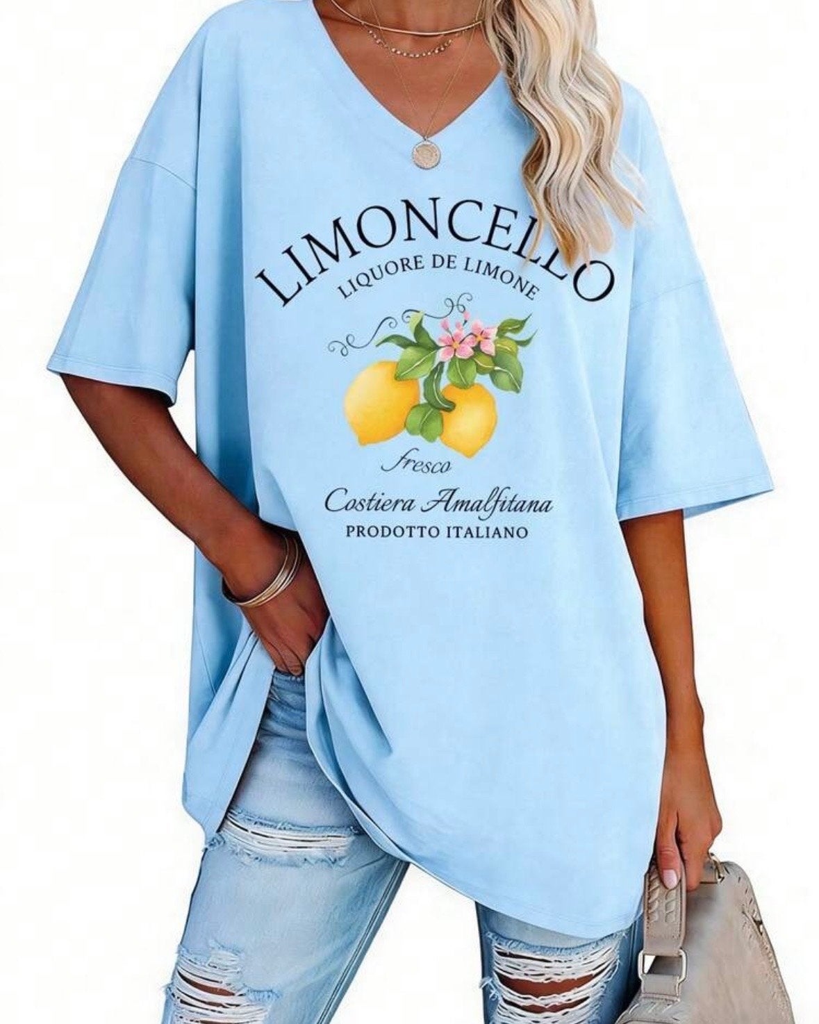 Limoncello T-shirt met citroenprint (44-54), Verzenden, Nieuw, Blauw, Shirt of Top