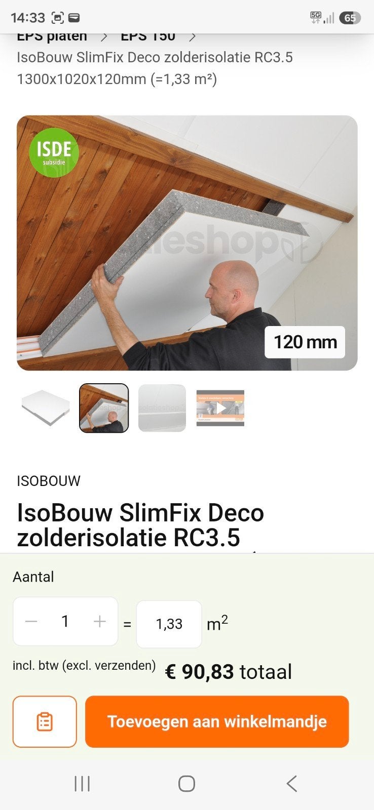 IsoBouw SlimFix Deco zolderisolatie RC3.5, Dakisolatie, 12 cm of meer, Nieuw, Ophalen of Verzenden