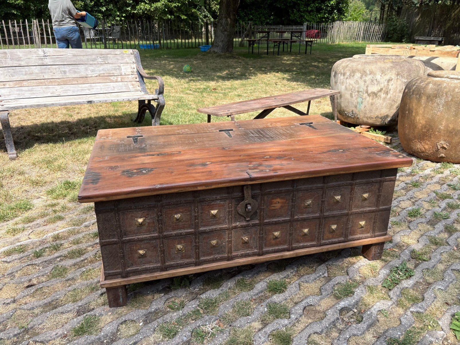 Oude stoere XXL kist - salontafel - OPRUIMING!, Ophalen, 50 – 75, Gebruikt, 50 tot 100 cm