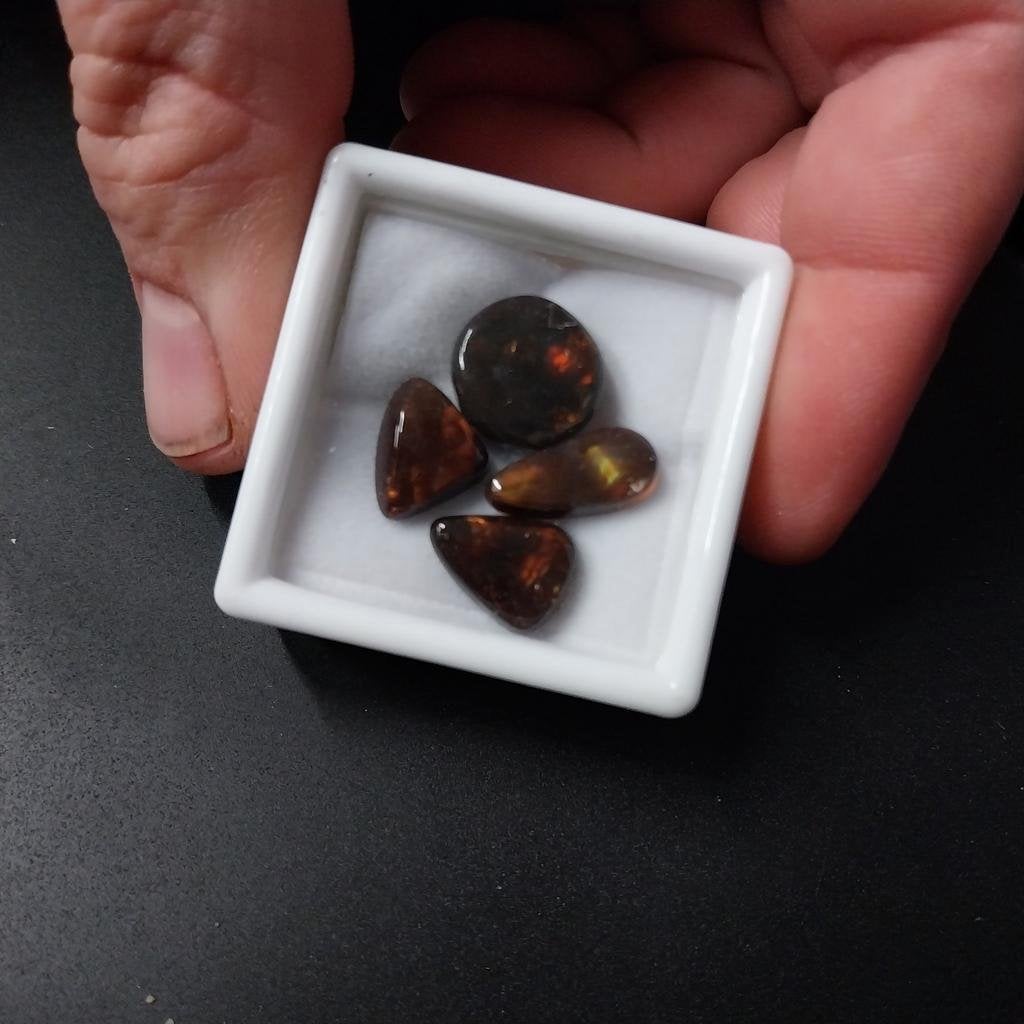 4 prachtige a kwaliteit vuur agaat cabochons, Ophalen of Verzenden, Nieuw