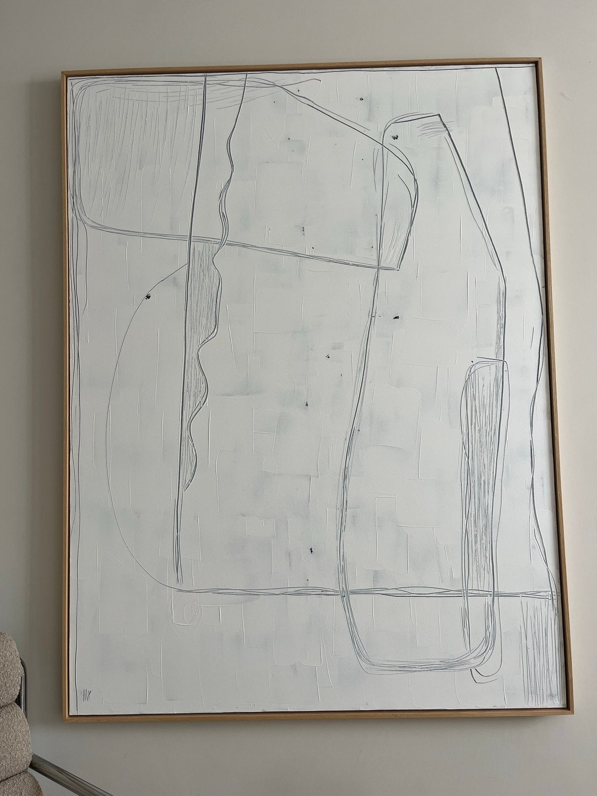 HKliving Art Frame Brutalism | Wit canvas | 123x163cm, Ophalen, Abstract, Handgeschilderd, Gemengde techniek