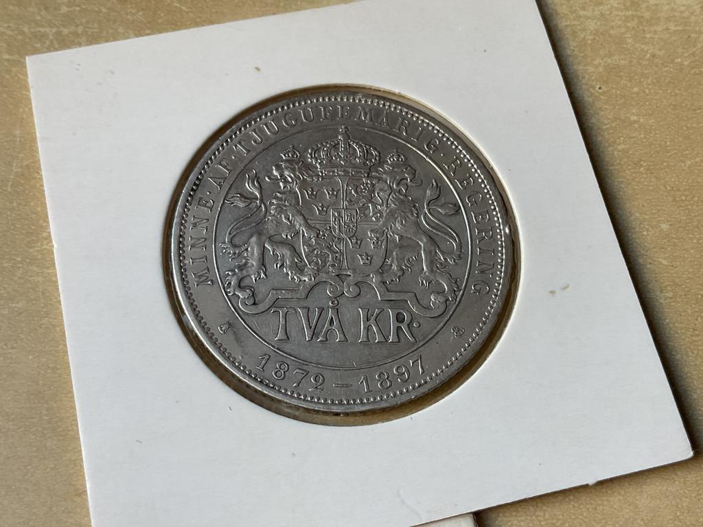 Zweden 2 kroon 1897, Ophalen of Verzenden, Overige landen