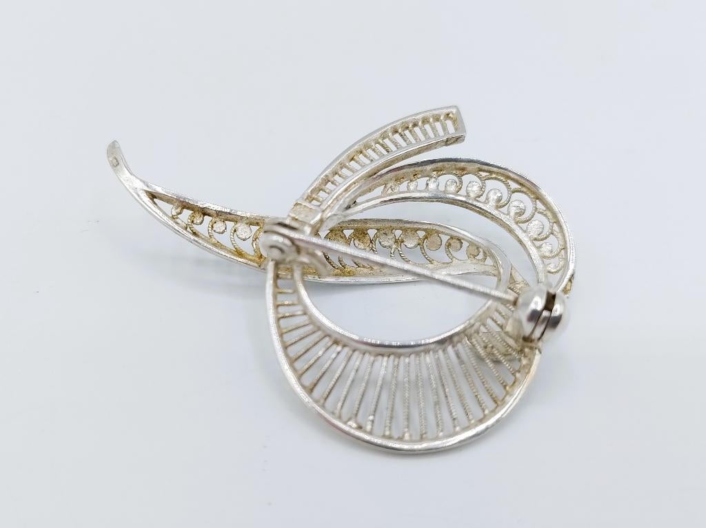 Zilveren filigrein broche, 925, Gebruikt, Info@zilverwebsite.nl, Verzenden, Minder dan 4 cm