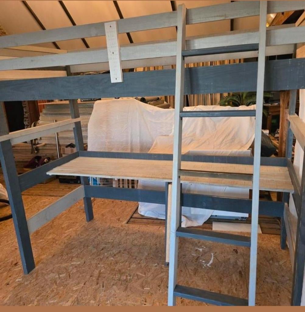 Mooie hoogslaper met buroblad, Ophalen of Verzenden, Eenpersoons, 90 cm, Hoogslaper