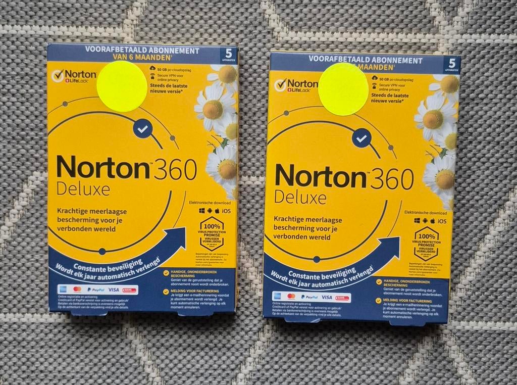 Norton 360 deluxe 2x6maanden, Computers en Software, Antivirus- en Beveiligingssoftware, Ophalen of Verzenden