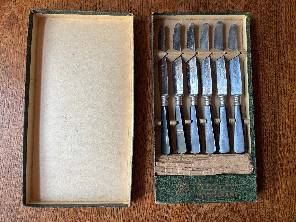 Vintage antieke messen in doos - Abenz graniet staal, Antiek en Kunst, Ophalen of Verzenden