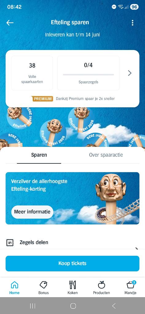 Nog 34 kaarten. met hoge korting naar de Efteling via ah?, Tickets en Kaartjes, Drie personen of meer, Kortingsbon, Pretpark