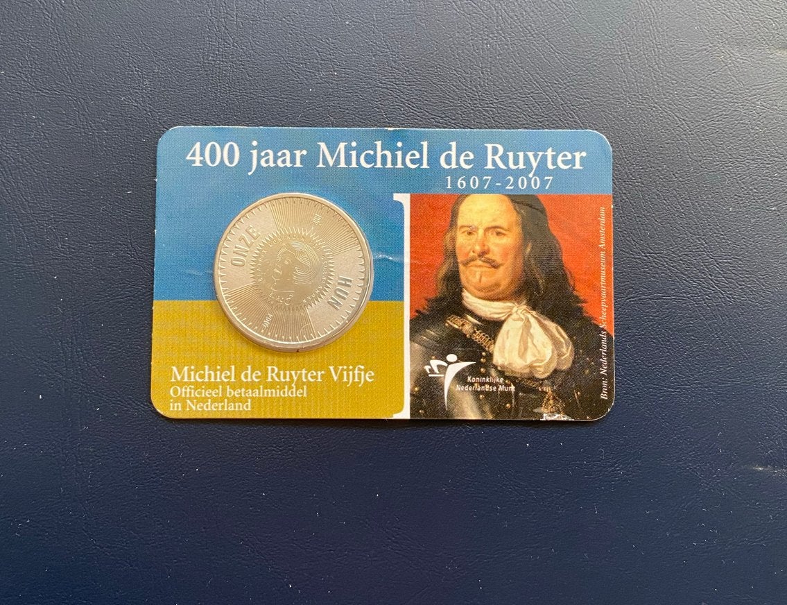 Zilveren 5 euro munt Michiel de Ruyter 2007, Postzegels en Munten, Koningin Beatrix, Zilver, Euro's, Ophalen of Verzenden