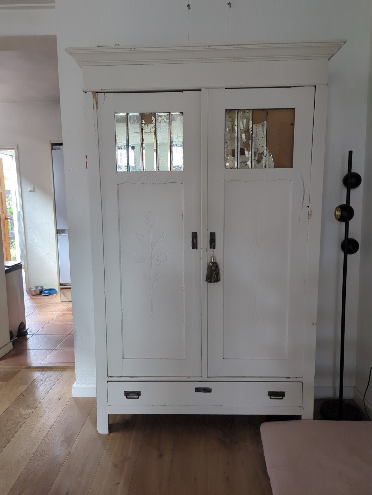 Brocante kast., Huis en Inrichting, Ophalen, Gebruikt, 25 tot 50 cm, 200 cm of meer