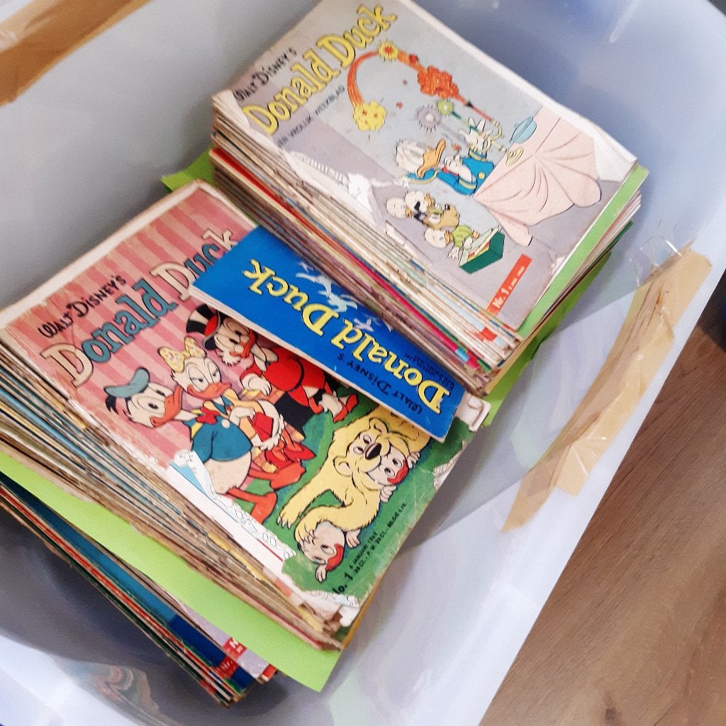 Donald Duck's  1961-65-66-69 en 55-56-57.  Totaal voor:, Boeken, Donald Duck, Meerdere stripboeken, Ophalen, Gelezen