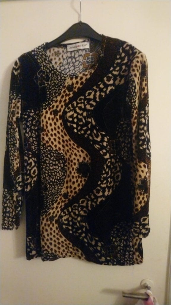 nog nieuw fluweel fluwelen lange trui luipaard motief Zwart, Verzenden, Nieuw, Maat 42/44 (L), Bruin