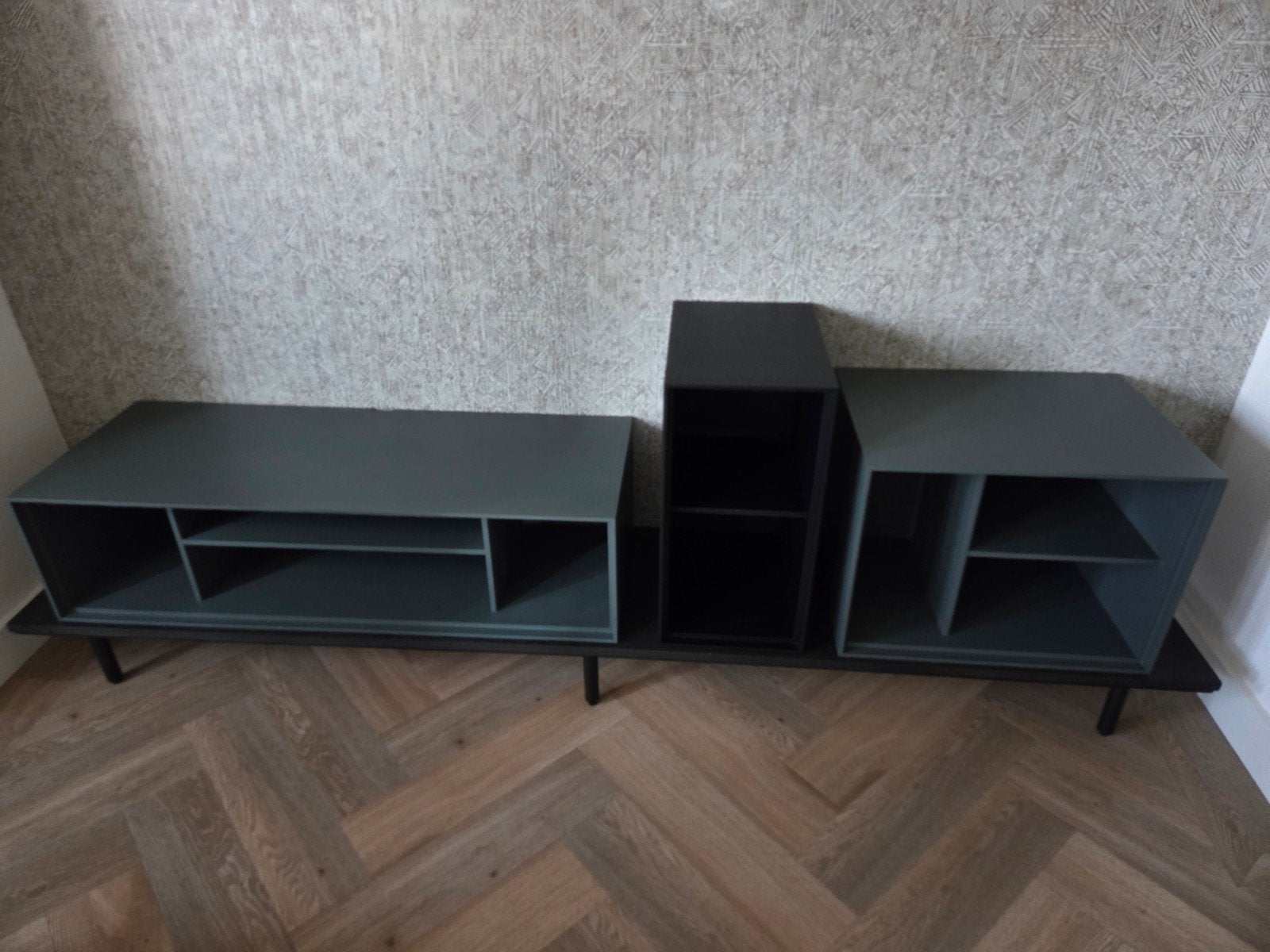Dressoir Xoon Elements 250 cm - Olijfgroen/Zwart, Ophalen, Gebruikt, 200 cm of meer, 25 tot 50 cm