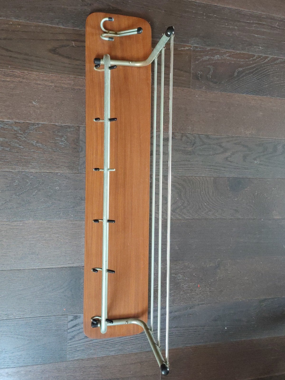 Vintage wandkapstok met hoedenrek en haken, Gebruikt, Minder dan 100 cm, Hout, Ophalen