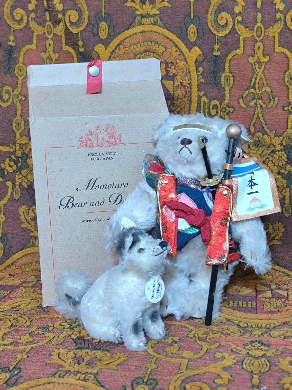 Steiff Momotaro Beer en Hond Set - Exclusief Japan, Verzamelen, Beren en Cherished Teddies, Ophalen of Verzenden, Zo goed als nieuw