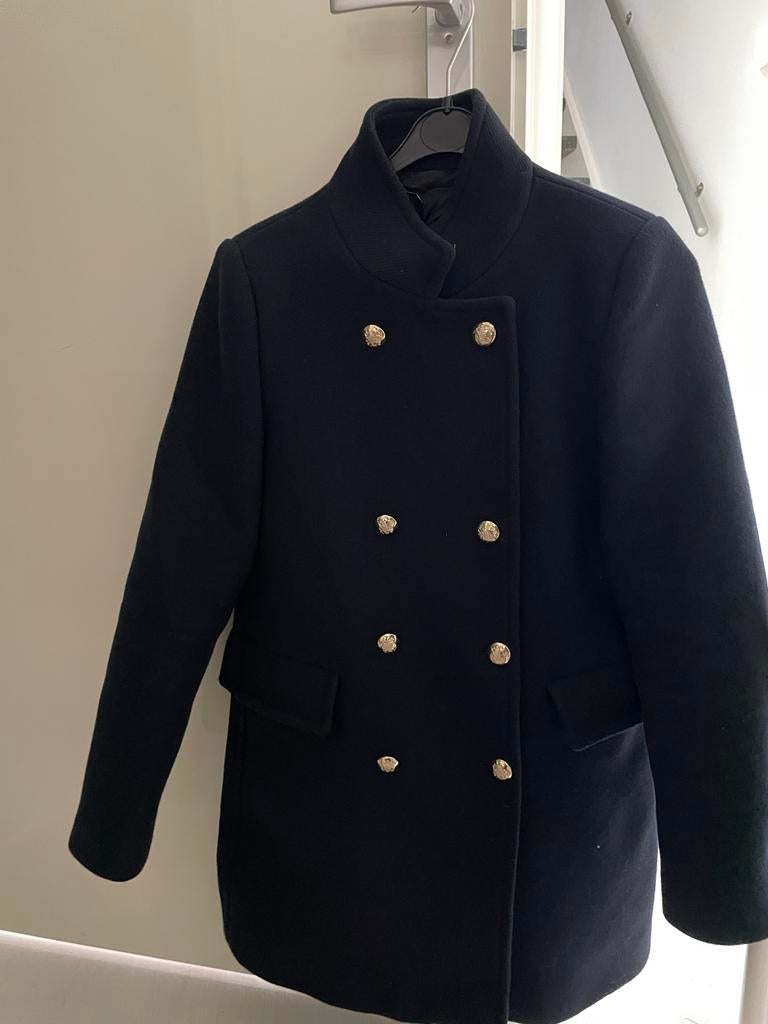 Zwarte Zara jas met gouden knopen, Ophalen of Verzenden, Gedragen, Maat 38/40 (M), Zwart