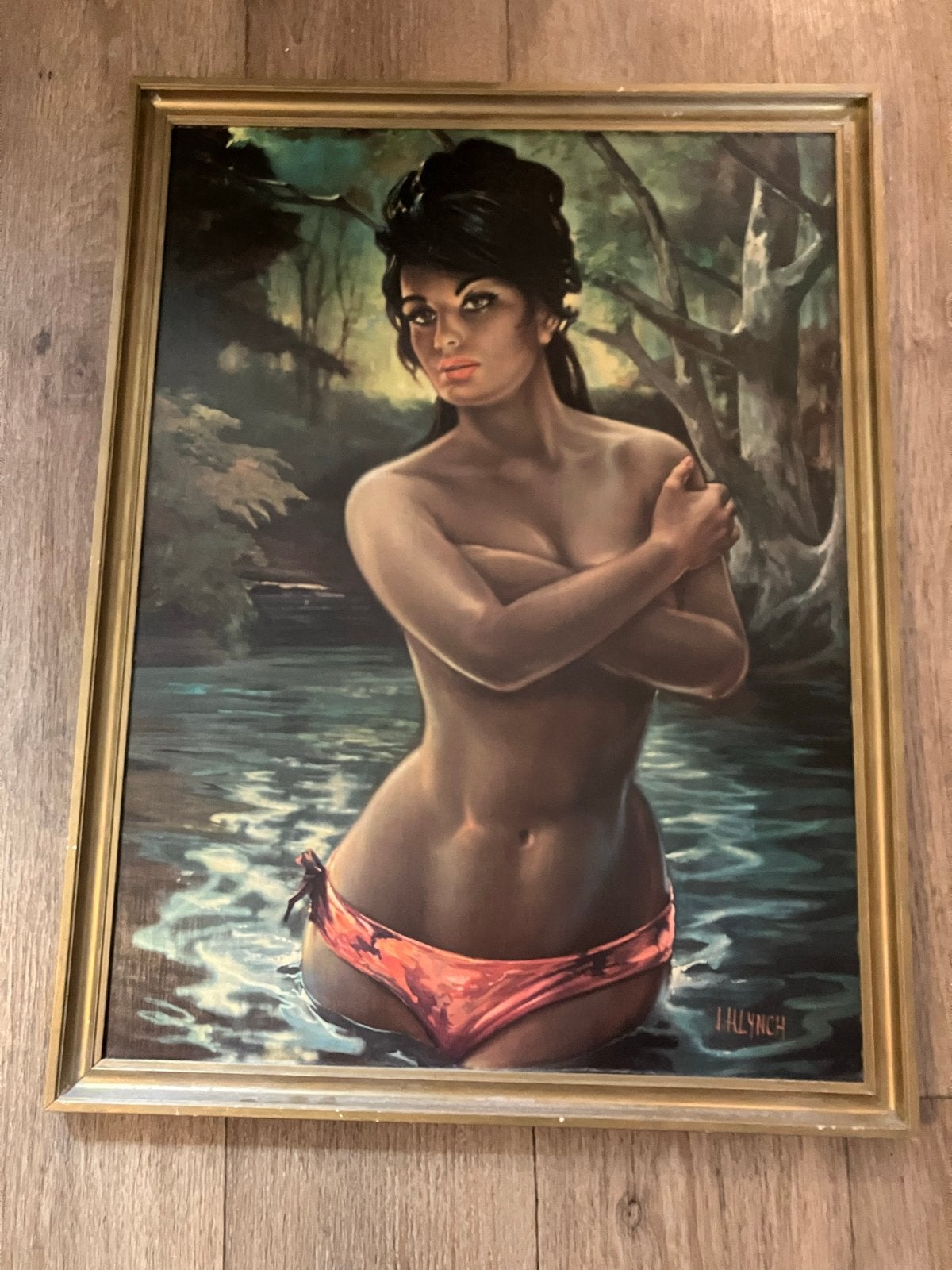 Vintage J.H. Lynch Schilderij 'Tina' - Vrouw in water, Ophalen, Doek, Portret of Personen, Gesigneerd