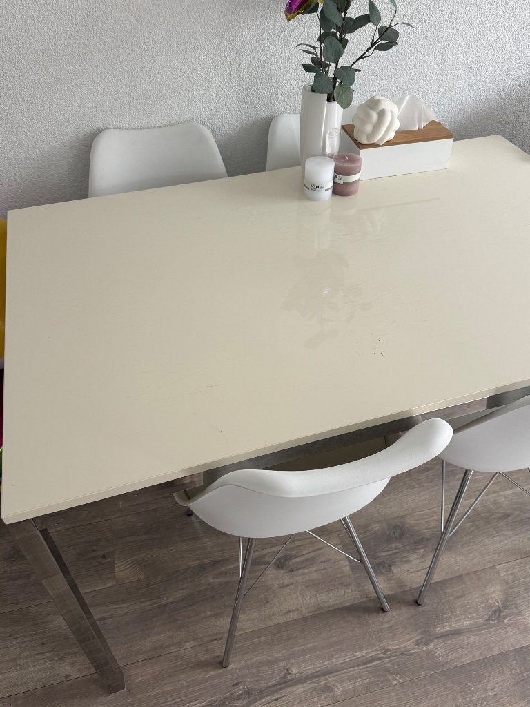 Eettafel met 4 stoelen, Huis en Inrichting, Tafels | Eettafels, Ophalen, Zo goed als nieuw, Rechthoekig, 50 tot 100 cm