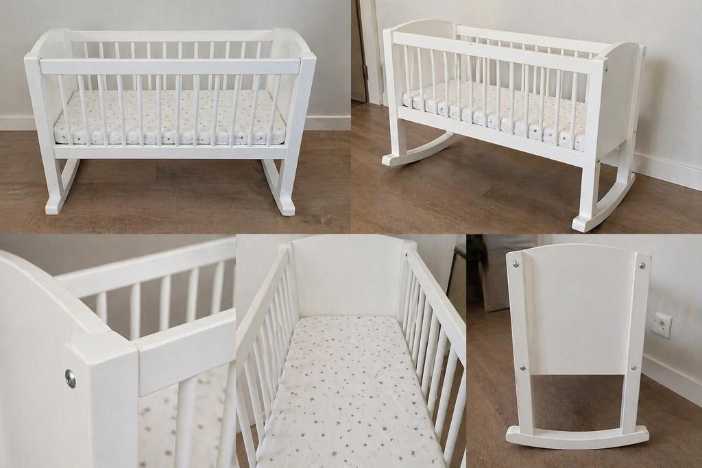 Hoppekids Wieg 40x80 cm, Wit - Gebruikt, Goede Staat, Kinderen en Baby's, Ophalen of Verzenden, Gebruikt, Wieg