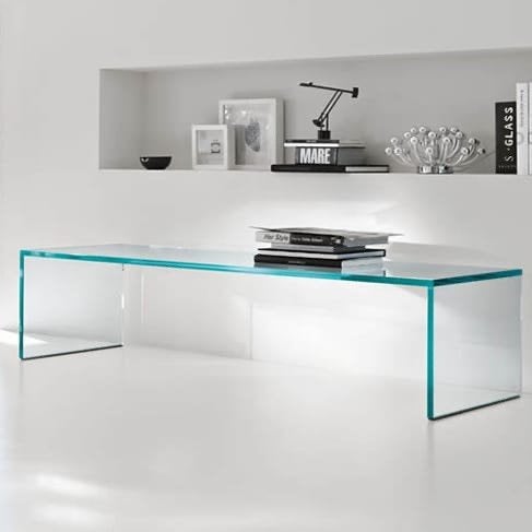 Tonelli Cap Horn tafel 20 mm dik glas, Huis en Inrichting, Tafels | Salontafels, Ophalen, 50 – 75, Gebruikt, 50 tot 100 cm