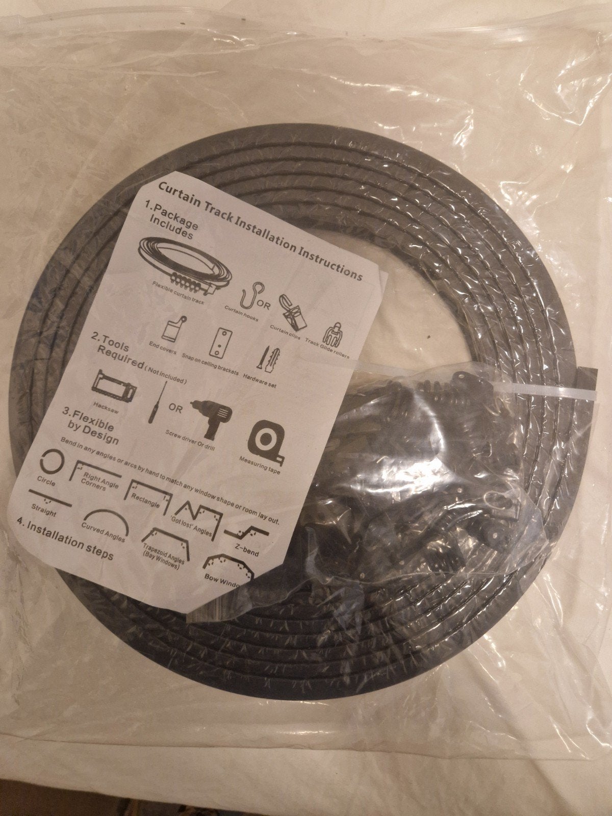 hoogwaardige flexibele gordijnrail (5m) nano pvc, Inclusief montageonderdelen, Nieuw, Ophalen of Verzenden, Grijs