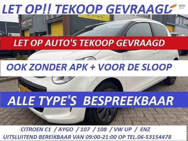 Citroen C1 1.0 VTi Feel ( WIJ ZOEKEN C1 / AYGO / 107 / 108 /, Gebruikt, Euro 6, 4 stoelen, C1