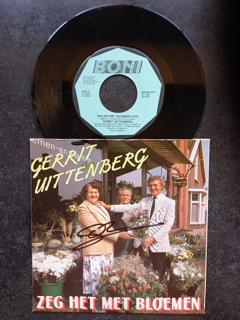 Gerrit Uittenberg - Zeg Het Met Bloemen 1986, Gebruikt, 7 inch, Ophalen of Verzenden, Fotohoes