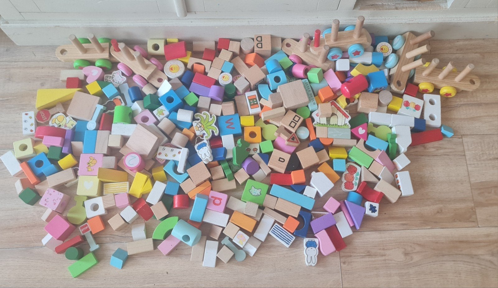 Zak houten blokken, Ophalen of Verzenden, Gebruikt