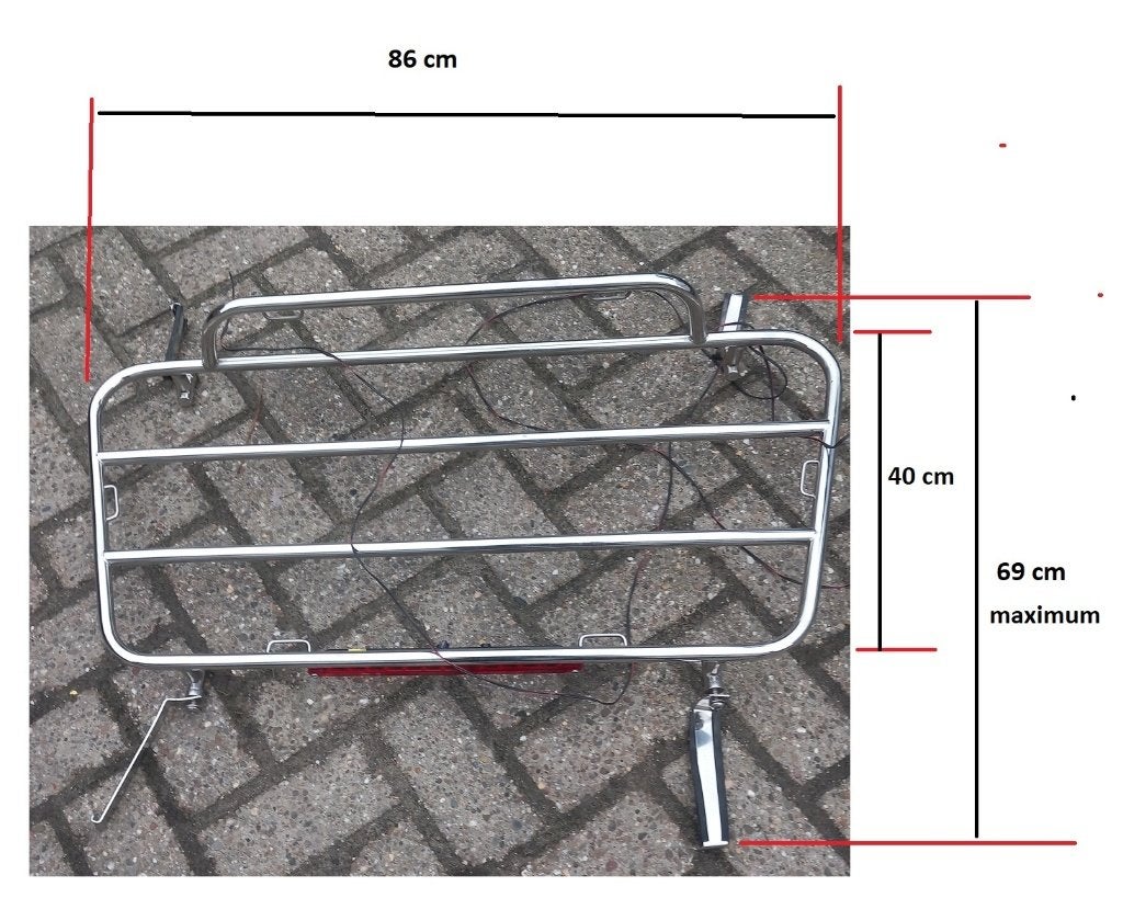 nieuw chroom oldtimer koffer rek, bagage rek, Ophalen