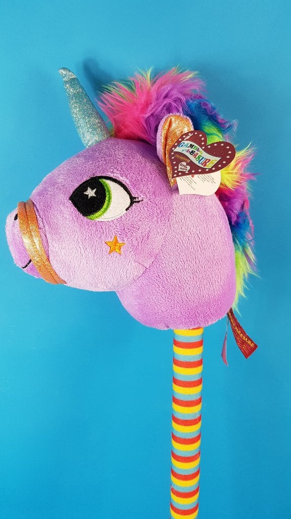 Eenhoorn regenboog stokpaard knuffel, paars, nieuw! 80cm 8C, Tweedehands verkoop, Tweedehands verkoop, Gebruikt, Overige typen