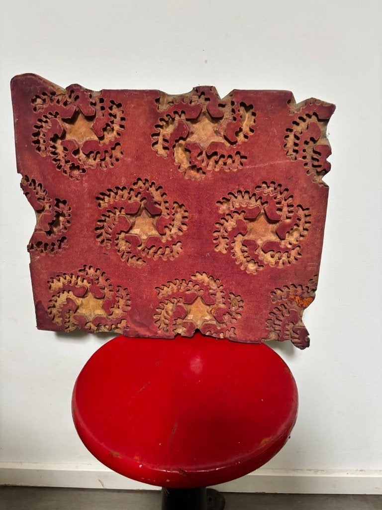groot antiek houten drukblok, bijzonder wandobject 38x 43 cm, Verzenden