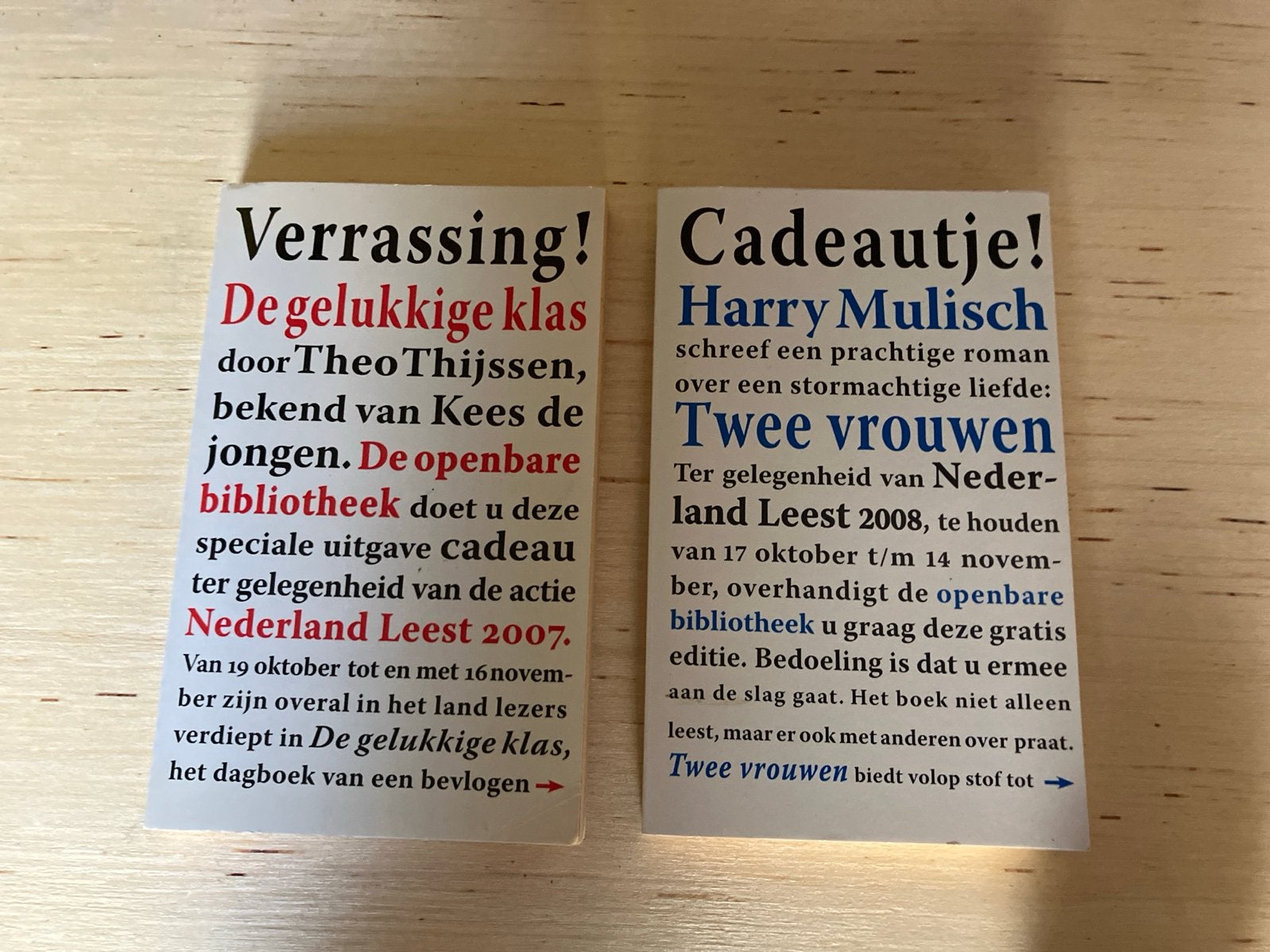 Nederland Leest boeken: De gelukkige klas & Twee vrouwen, Ophalen of Verzenden, Zo goed als nieuw, Nederland