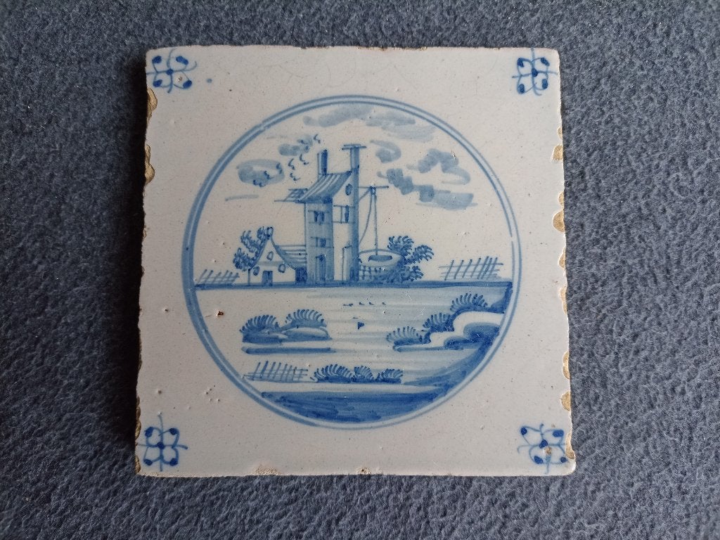 Friese landschapstegel, toren met waterput, ca. 1800-1850, Antiek en Kunst, Ophalen of Verzenden