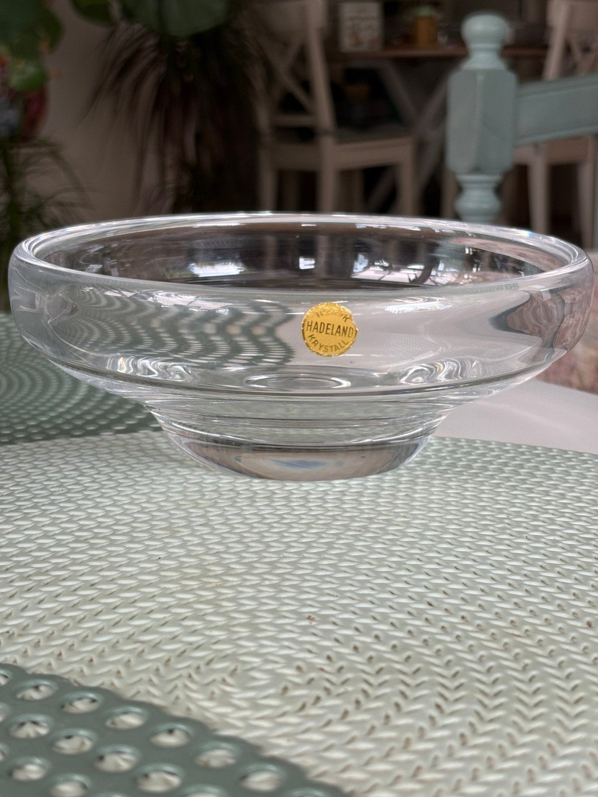 Vintage Hadeland Krystall glazen schaal Noorwegen, Huis en Inrichting, Ophalen of Verzenden, Gebruikt, Rond, Glas