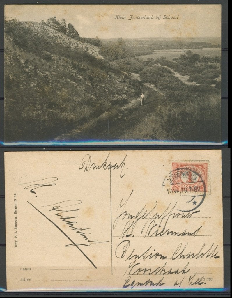 Schoorl 1910 Klein Zwitserland Ansichtkaart 1102 jdu, Ophalen of Verzenden, Voor 1920, Gelopen, Noord-Holland