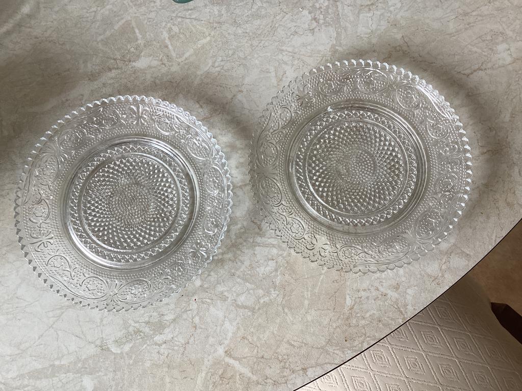 Gebaksbordje glas diam. 15 cm // per stuk, Antiek en Kunst, Antiek | Glas en Kristal, Ophalen of Verzenden
